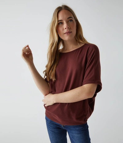 Michael Stars Ellie Elbow Sleeve Top In Bourbon