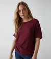 Michael Stars Ellie Elbow Sleeve Top In Auburn