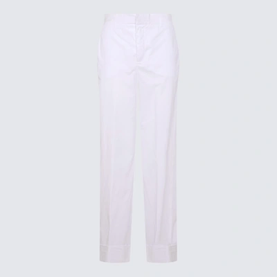 Malo White Cotton Stretch Trousers