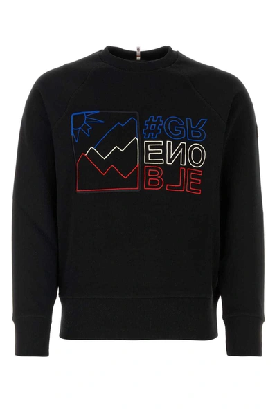 Moncler Logo-embroidered Cotton-jersey Sweatshirt In Black