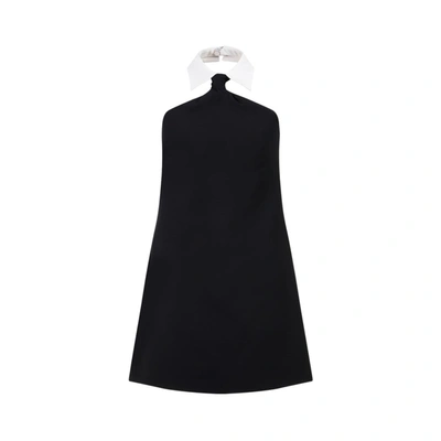 Valentino Collar Detailed Sleeveless Mini Dress In Ni Nero Bianco