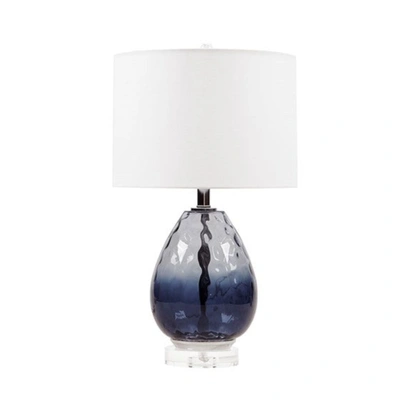 Home Outfitters Dark Blue Glass Table Lamp, Great For Bedroom, Living Room, Transitional