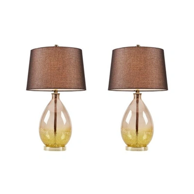 Home Outfitters Gold Glass Table Lamp - 2pc Set, Great For Bedroom, Living Room, Transitional