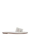 Alaïa Vienne Cutout Flat Slide Sandals In White