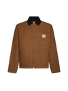 Carhartt Og Detroit Cotton Zip Jacket In Deep H Brown / Black