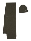 Barbour Knitted Scarf And Beanie Set In Green