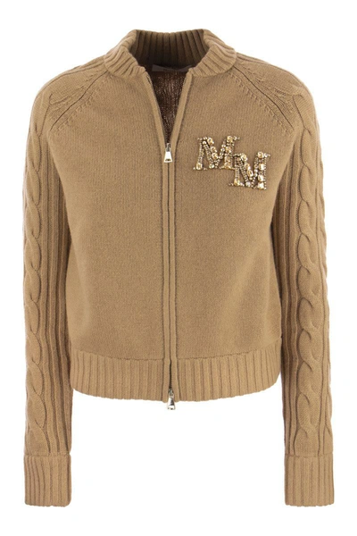 Max Mara Wool And Cashmere Bomber Jacket In Beige