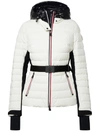 Moncler Bruche Belted Two-tone Quilted Down Ski Jacket In White