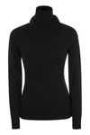 Moncler Shell-trimmed Wool-blend Turtleneck Sweater In Black