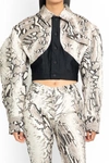 Mugler Snake Cropped Panelled Denim Jacket In Multicolor