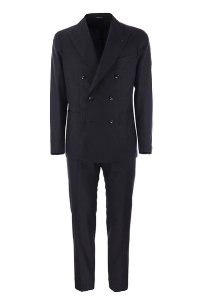 Tagliatore Suit In Wool And Cashmere In Blue