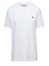 VIVIENNE WESTWOOD WHITE CREWNECK T-SHIRT WITH MULTICOLOR ORB EMBROIDERY IN COTTON WOMAN