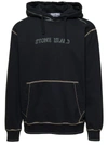 STONE ISLAND BLACK HOODIE WITH CONTRASTING EMBROIDERED LOGO IN COTTON MAN