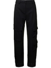 PT TORINO 'GISELE' OVERSIZED BLACK CARGO trousers WITH PATCH POCKETS IN STRETCH WOOL WOMAN