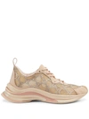 Gucci Gg Crystal Mesh Runner Sneakers In Powder