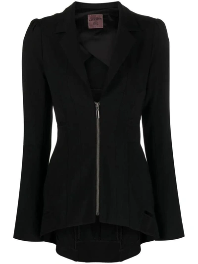 Jean Paul Gaultier Zip-front Cut-out Jacket In Black
