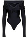 The Andamane Kendall Off The Shoulder Lycra Bodysuit In Black