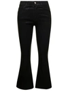 FRAME CROPPED BLACK FLARED JEANS WITH LUMINOUS FINISH IN COTTON BLEND DENIM WOMAN