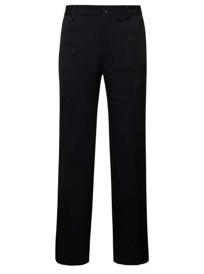 DOLCE & GABBANA BLACK STRAIGHT PANTS WITH WELT POCKETS IN WOOL WOMAN