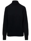 ALLUDE BLACK MOCKNECK SWEATER WITH RIBBED TRIM IN CASHMERE WOMAN