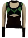 MARINE SERRE MULTICOLOR SWEATER WITH CRESCENT MOON AND DIAMOND MOTIF IN COTTON WOMAN