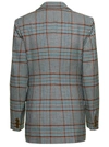 VIVIENNE WESTWOOD GREY SINGLE-BREASTED JACKET WITH ALL-OVER CHECK MOTIF IN VISCOSE BLEND WOMAN
