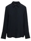 FEDERICA TOSI BLACK RELAXED SHIRT WITH CONCEALED CLOSURE IN SILK BLEND WOMAN
