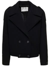 FORTE FORTE BLACK CROPPED DOUBLE-BREASTED JACKET IN WOOL WOMAN