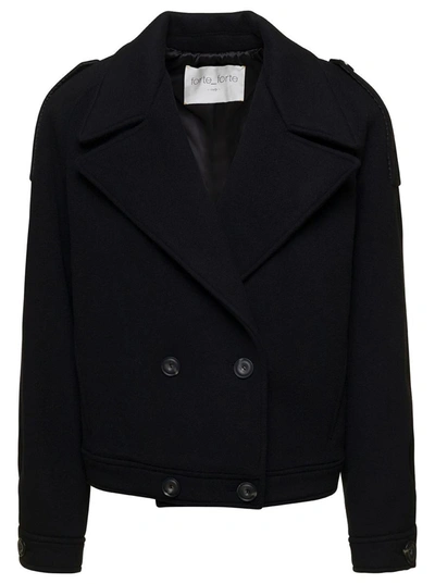 Forte Forte Black Cropped Double-breasted Jacket In Wool Woman