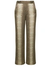 TWINSET BEIGE HIGH-WAISTED PANTS WITH ANIMALIER PRINT IN VISCOSE WOMAN