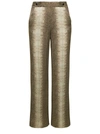 Twinset Twin-set Beige High-waisted Pants With Animalier Print In Viscose In Beige