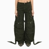 ATTICO DARK GREEN COTTON CARGO TROUSERS