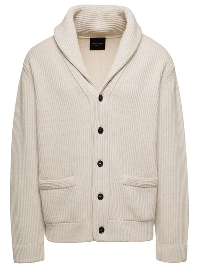 Roberto Collina Cardigan Collo Sciallato In Neutrals