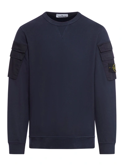 Stone Island Cotton Sweatshirt In Blue