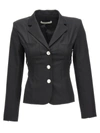 Alessandra Rich Tailored Fit Lace-up Blazer Jacket In Black
