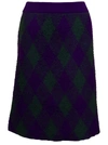 Burberry Midi Purple Skirt With Argyle Print In Wool Woman In Violet