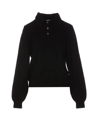 Khaite Joey Button-placket Cashmere Jumper In Black