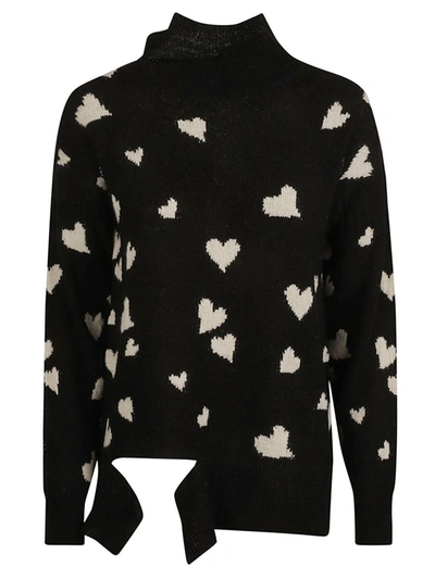 Marni Heart-print V-neck Cardigan In Black