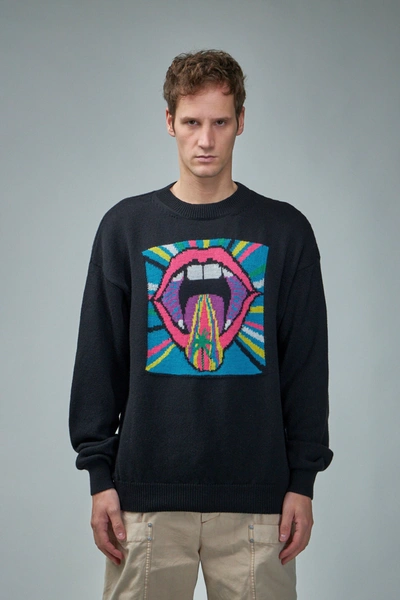Palm Angels Crazy Mouth Knit In Black
