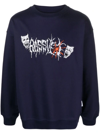 Paccbet Graphic-print Cotton Sweatshirt In Blue