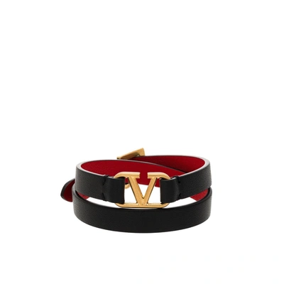 Valentino Garavani Vlogo Double-strap Bracelet In Black