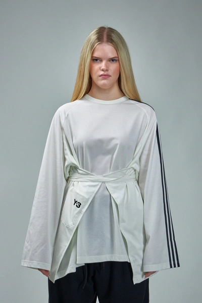 Y-3 Sail Closure Long-sleeve T-shirt In White | ModeSens