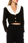 Alexia Admor Clementine Tweed Crop Jacket In Black
