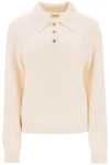 Khaite Joey Polo-collar Jumper In Beige