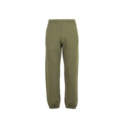 Off-white Cotton Trousers In Green