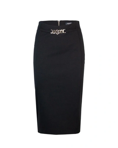 Liu •jo Logo-plaque High-waisted Skirt In Black