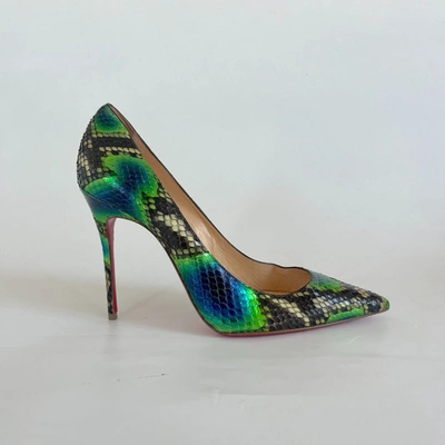 Pre-owned Christian Louboutin Python Blue/green/beige So Kate Pumps, 41