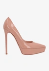 Gianvito Rossi 130mm Patent-leather Platform Pumps In Peach