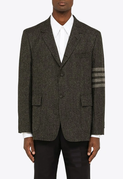 Thom Browne 4-bar Single-breasted Blazer In Wool In Gray