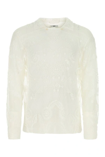 Bode White Embroidered Mesh Shirt